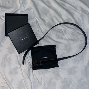 YSL belt all black with gold logo